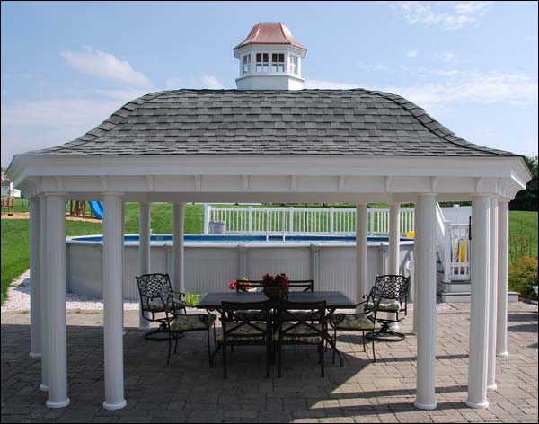 Vinyl Belle Roof Elongated Hexagon Gazebos