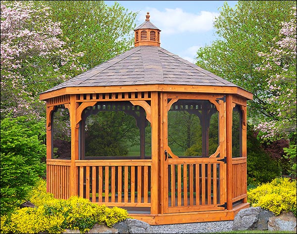 Red Cedar Single Roof Octagon Gazebos