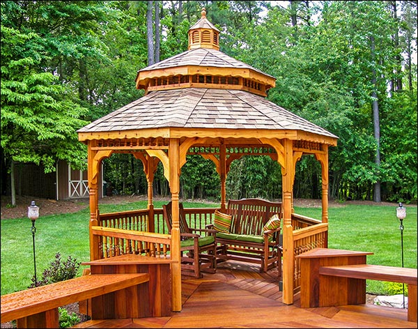 Red Cedar Double Roof Octagon Gazebos