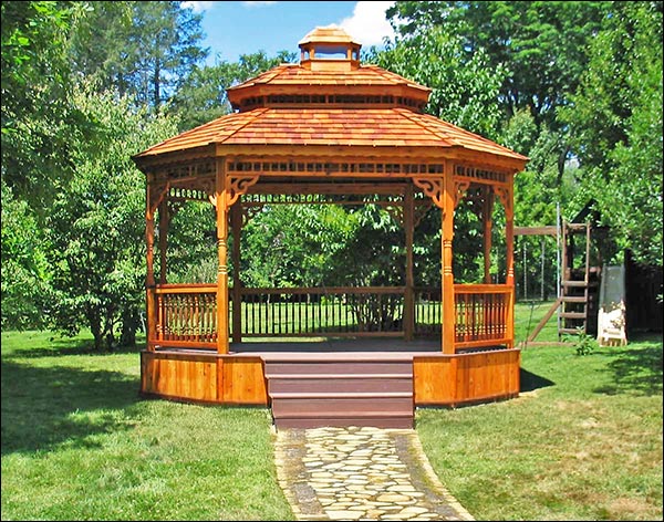 Red Cedar Double Roof Oval Gazebos