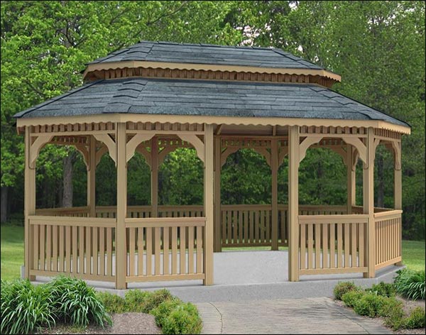 14' x 20' Cedar Oval Double Roof Gazebo