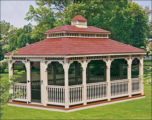 Vinyl Double Roof Rectangle Gazebos