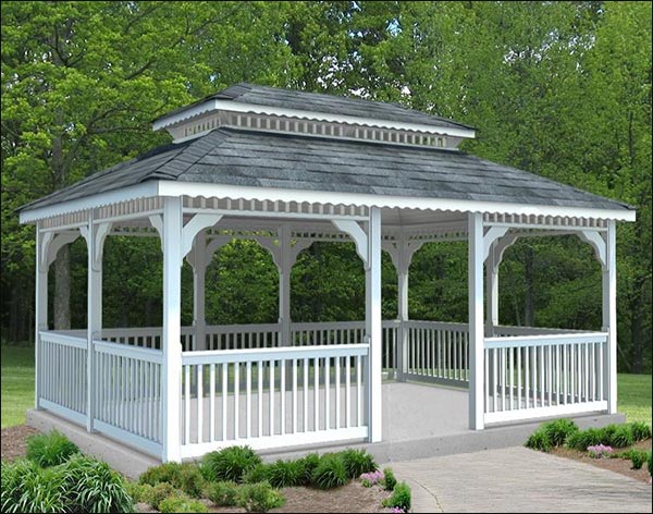 14' x 28' Vinyl Rectangular Double Roof Gazebo