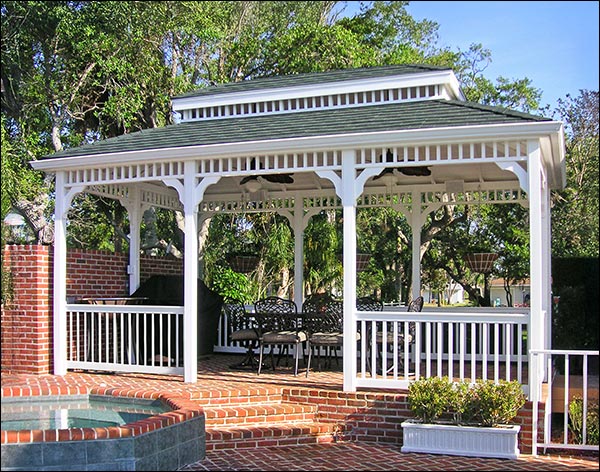 Vinyl Double Roof Rectangle Gazebos