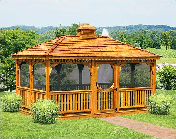 Treated Pine Single Roof Rectangle Gazebos