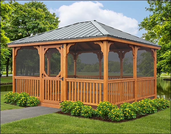 Treated Pine Single Roof Rectangle Gazebos