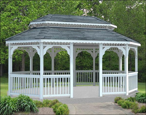 14' x 18' Vinyl Oval Double Roof Gazebo