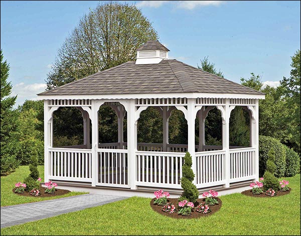 Vinyl Single Roof Rectangle Gazebos