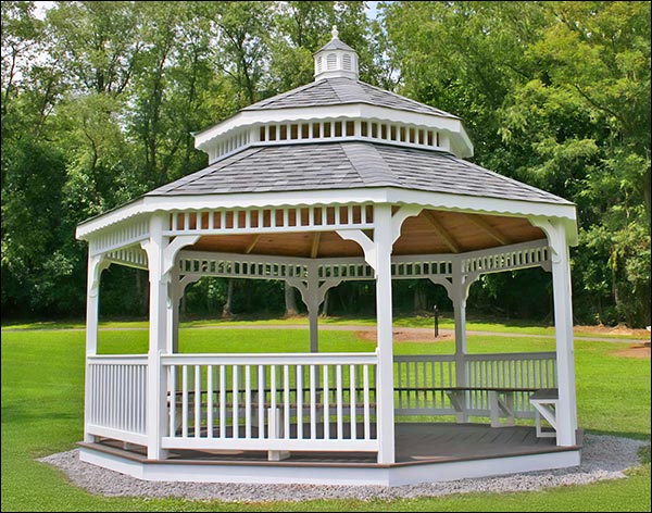 Vinyl Double Roof Octagon Gazebos