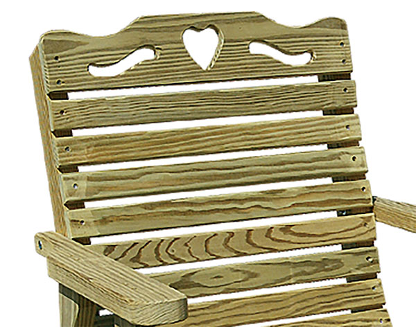 Treated Pine Crossback w/Heart Glider Chair