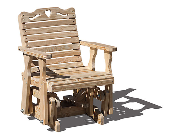 Treated Pine Crossback w/Heart Glider Chair