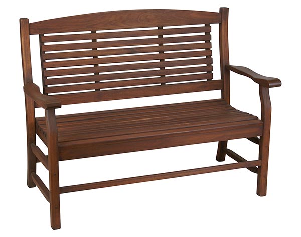 Red Grandis Slat Back 4 Bench