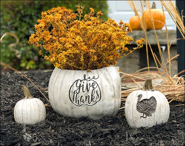 Concrete Stone Thanksgiving Pumpkin Planter (Set of 3)