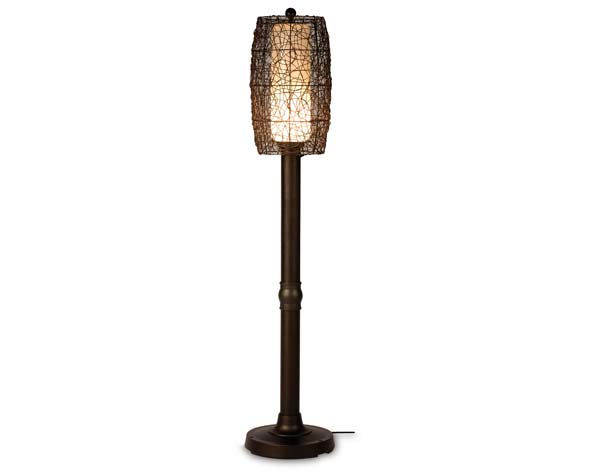 Outdoor Wicker Barrel Floor Lamp