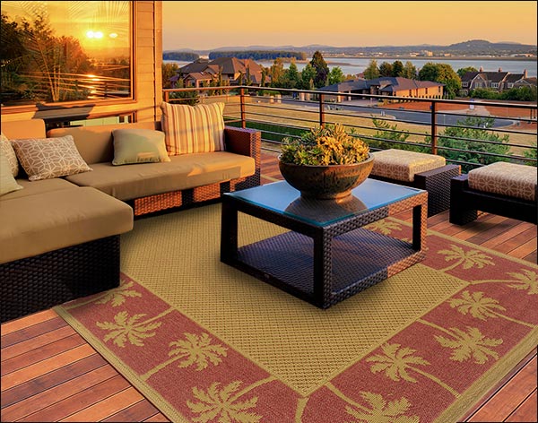 Lanai Palm Rug - Rust