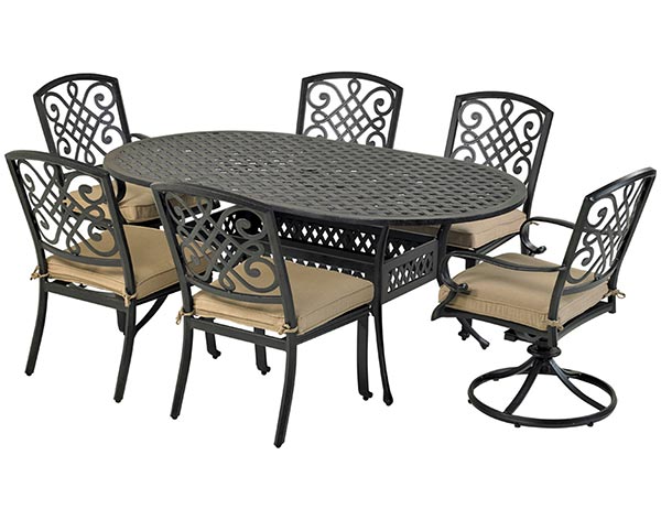 Aluminum 7 Pc. Dining Set - 72" Oval Table