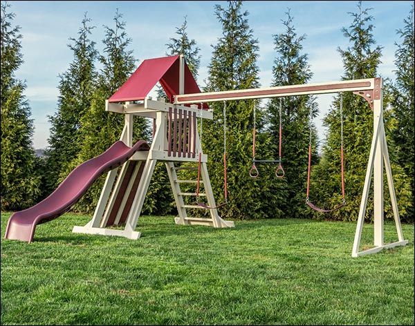 Adventure Vinyl Swing & Slide Playset w/ Rock Wall