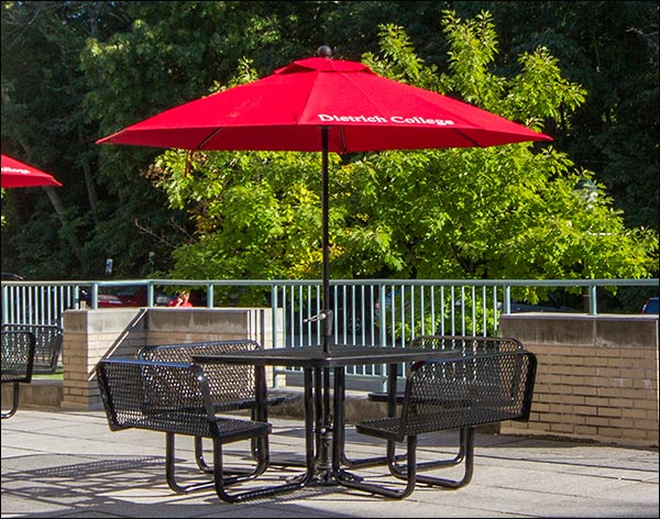 46" Square Expanded Metal Picnic Table w/Backed Benches