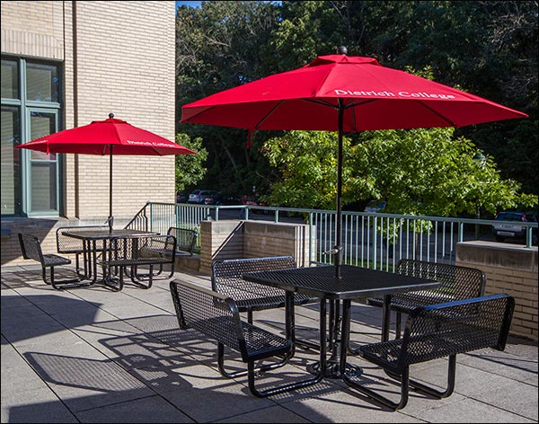 46" Square Expanded Metal Picnic Table w/Backed Benches