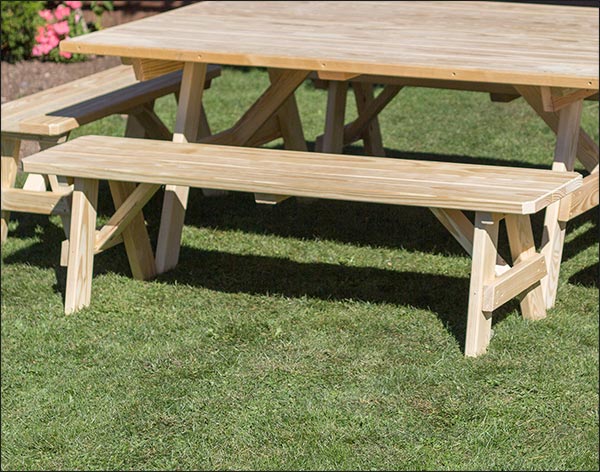 Treated Pine Wide Picnic Table w/Traditional Benches