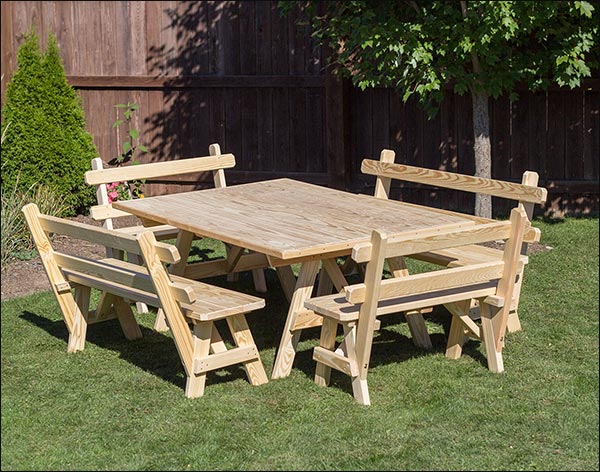 Treated Pine Wide Picnic Table w/4 Backed Benches