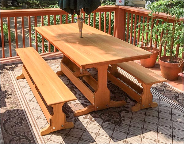 Red Cedar Rectangular Trestle Picnic Table Set