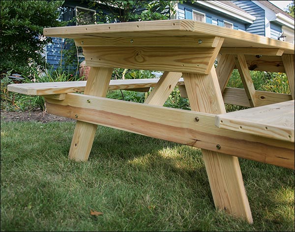 Treated Pine Heavy Duty Picnic Table w/ Attached Benches