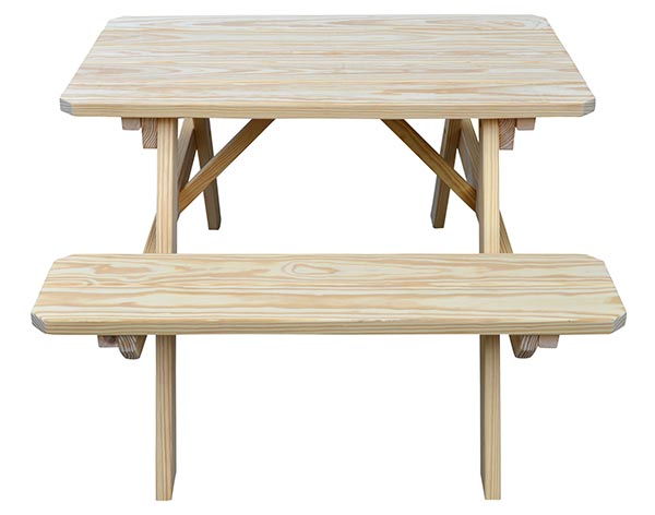 Yellow Pine Picnic Table w/ Attached Benches