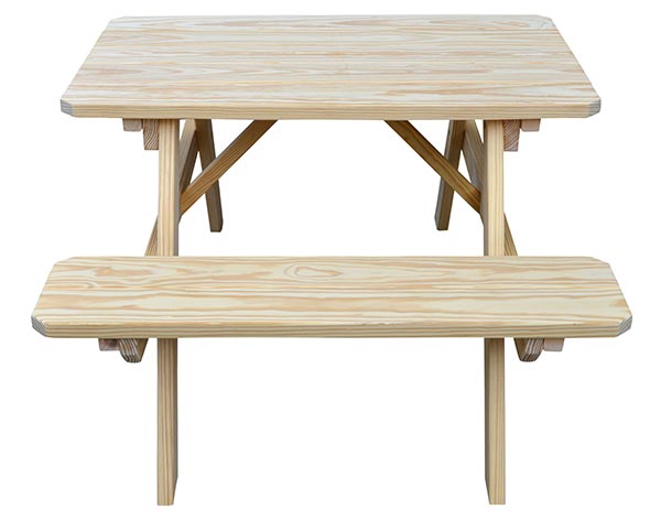 Yellow Pine Picnic Table w/ Attached Benches