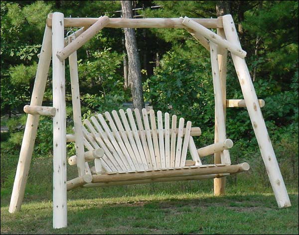 4' White Cedar Unstained Love Seat Swing w/ Stand