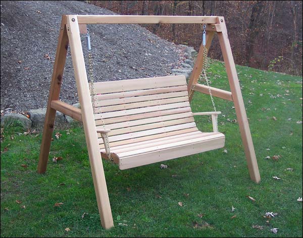 4 Foot Red Cedar Royal Highback Porch Swing with Stand