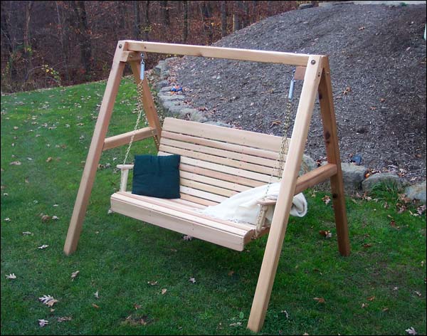 Red Cedar Royal Highback Porch Swing w/A-Frame Swing Stand