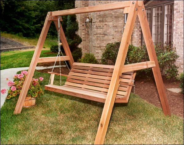 Red Cedar American Classic Porch Swing w/A-Frame Swing Stand