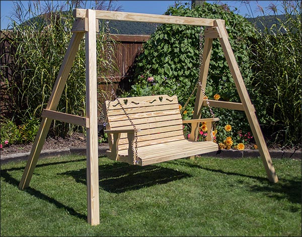 Treated Pine Crossback w/Heart Porch Swing