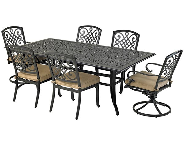 Aluminum 7 Pc. Dining set - 84" Rectangular Table