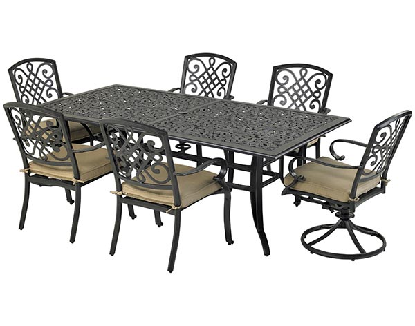 Aluminum 7 Pc. Dining set - 84" Rectangular Table