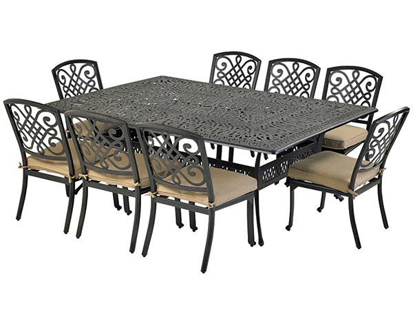 Aluminum 9 Pc. Dining Set - 84" Rectangular Table