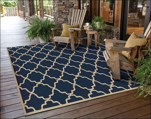 Riviera Lattice Rug - Navy