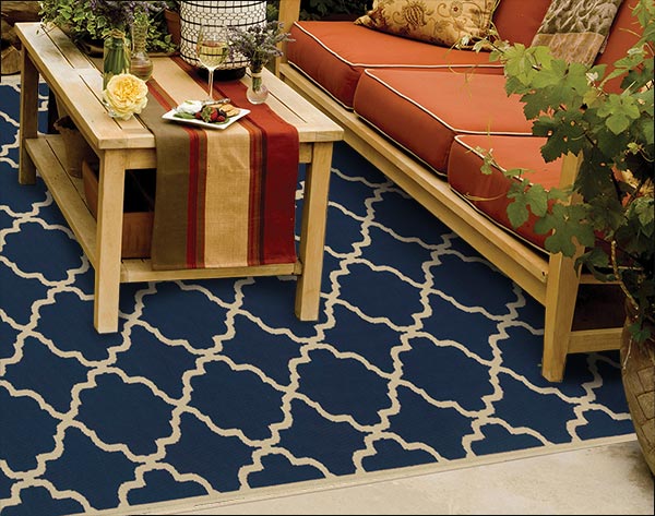 Riviera Lattice Rug - Navy