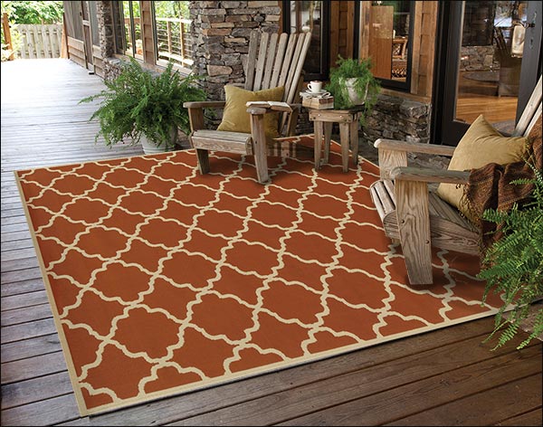 Riviera Lattice Rug - Rust