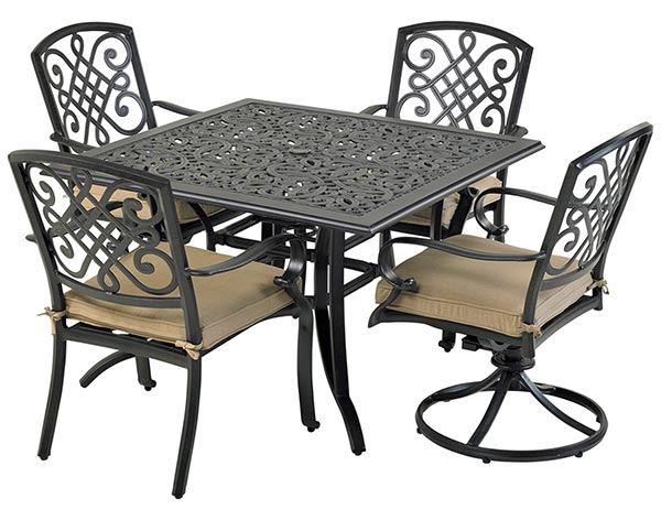 Aluminum 5 Pc. Dining Set - 44" Square Table