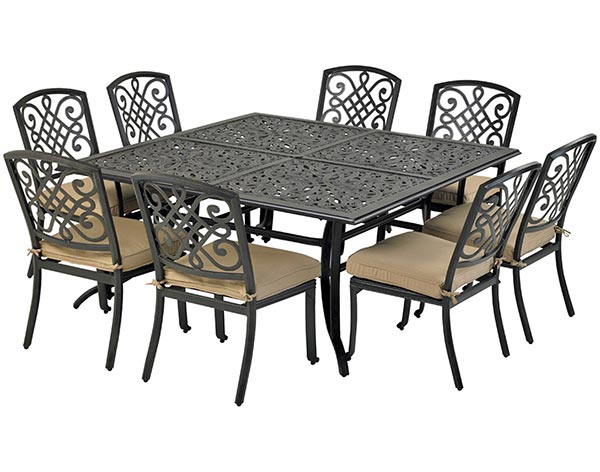 Aluminum 9 Pc. Dining Set - 64" Square Table