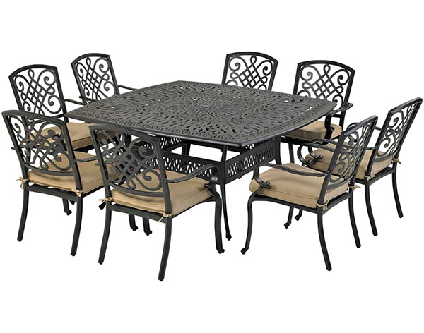 Aluminum 9 Pc. Dining Set - 64" Square Table