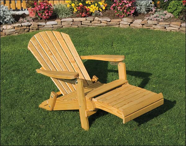 Treated Pine Folding/Reclining Adirondack Chair w/Footrest