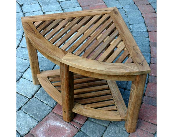 Teak Triangular Corner Table