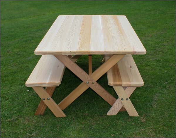 42" Wide Red Cedar Cross Legged Picnic Table w/Benches