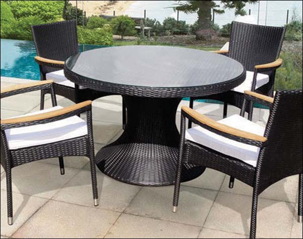 Black Wicker Round Table Only