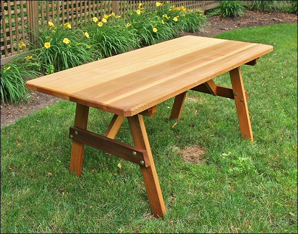 42" Wide Red Cedar Traditional Picnic Table w/Benches