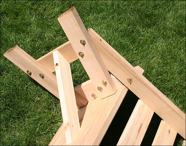 42" Wide Red Cedar Cross Legged Picnic Table w/Backed Benches