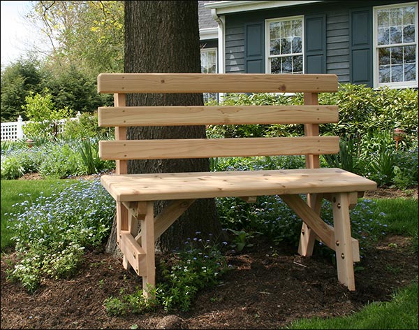 Red Cedar Picnic Table w/Backed Benches